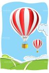 Hot Air Balloons over Country Scene